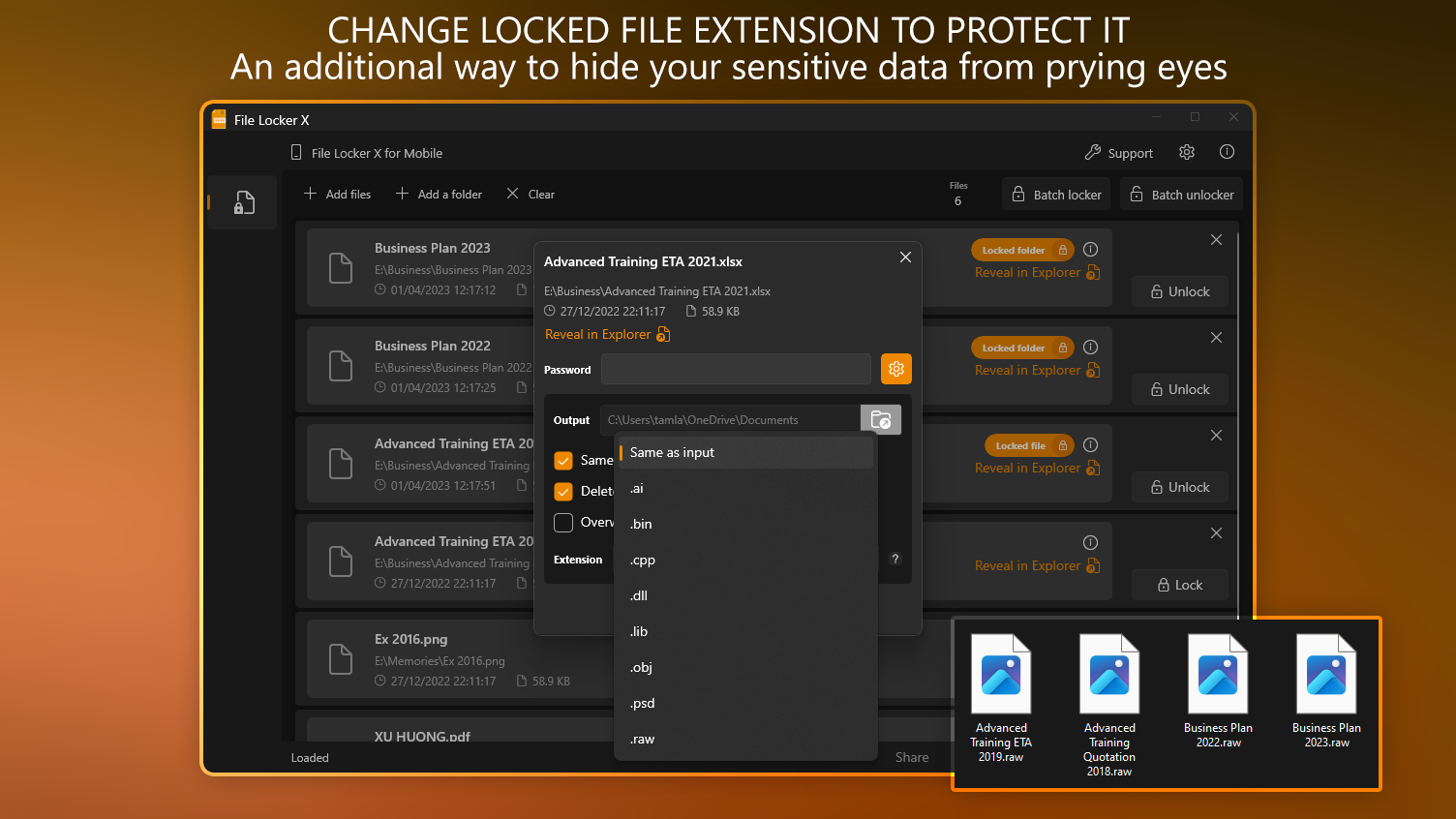 Change Locked File Extension to Protect It - An additional way to hide your sensitive data from prying eyes