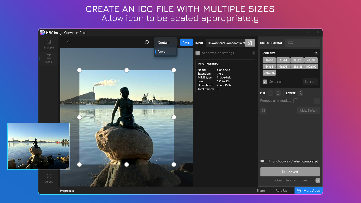 Create An ICO File With Multiple Sizes - Allow icon to be scaled appropriately