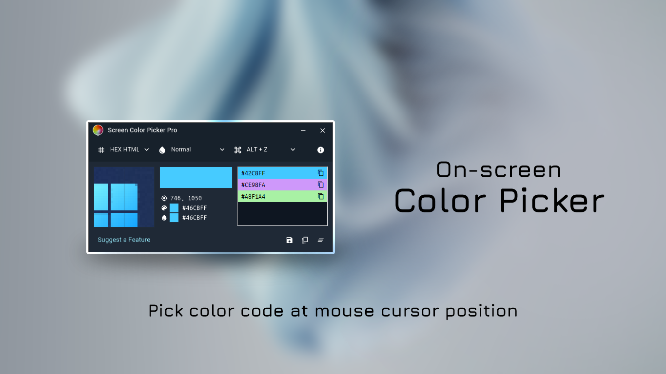 On-screen Color Picker - Pick color code at mouse cursor position